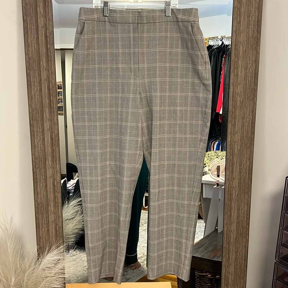 Express Gray Plaid Ankle Cropped Pants